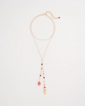 Chicos Coral Genuine Stone Y-Pendant Necklace - CORAL