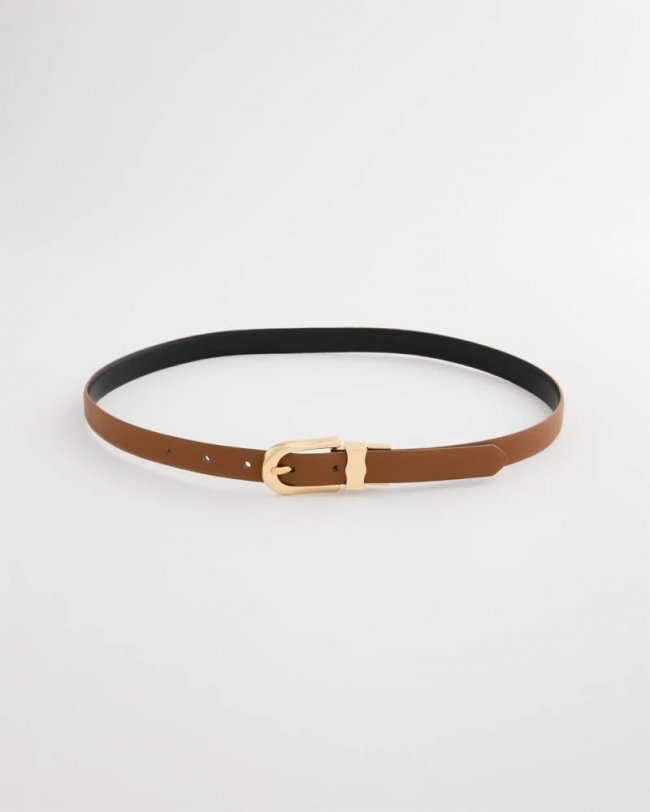 Chicos Skinny Reversible Trouser Belt - BLACK/BROWN