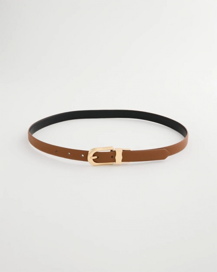 Chicos Skinny Reversible Trouser Belt - BLACK/BROWN