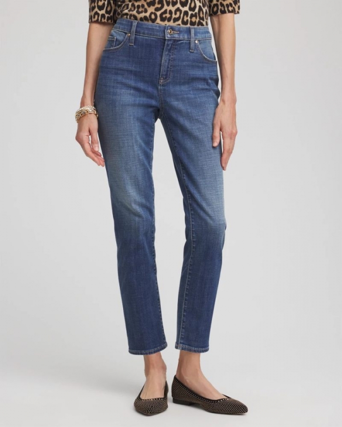 Chicos Girlfriend Slim Cropped Jeans - MARIA INDIGO