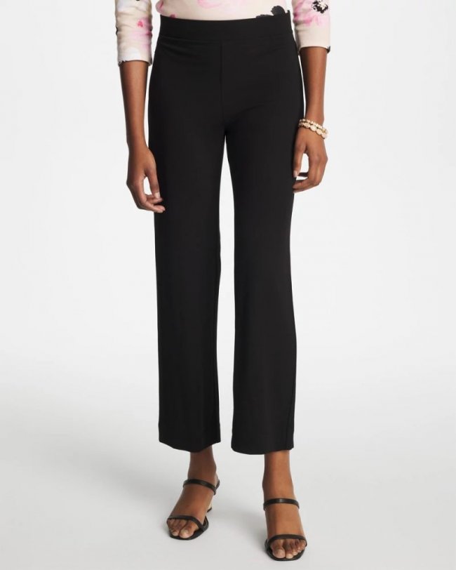 Chicos Matte Jersey Cropped Pants - BLACK