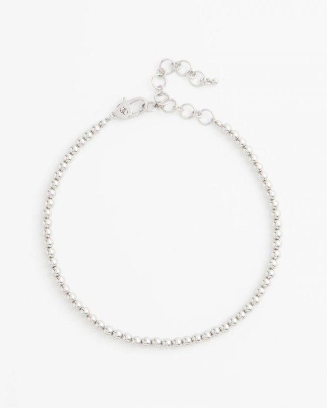 Chicos Silvertone Beaded Necklace - SILVER