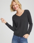 Chicos Relaxed V-Neck Cashmere Sweater - DARK GREY Chicos Relaxed V-Neck Cashmere Sweater - DARK GREY