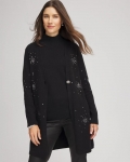 Chicos Rhinestone Embellished Cardigan - BLACK
