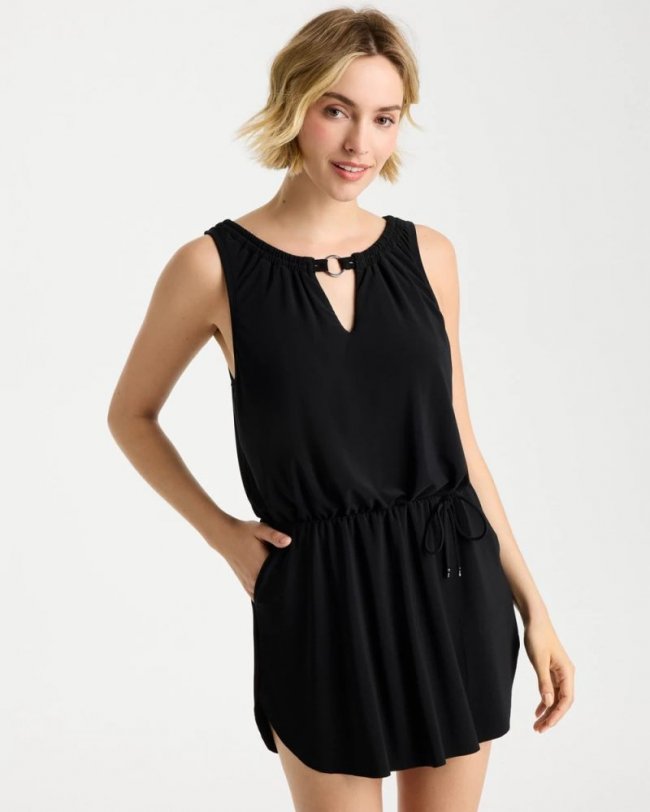 Chicos Magicsuit® Effie Solid Swim Dress - BLACK