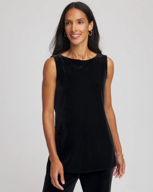 Chicos Travelers™ Velvet Side-Slit Tank - TRAVELERS BLACK
