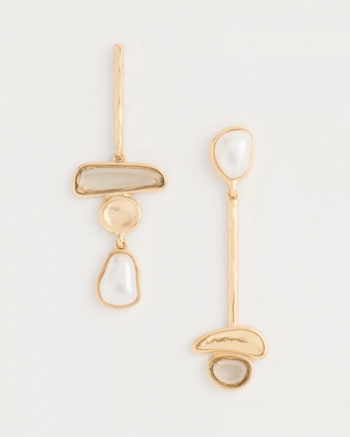 Chicos Asymmetrical Pearlescent Linear Earrings - PEARL