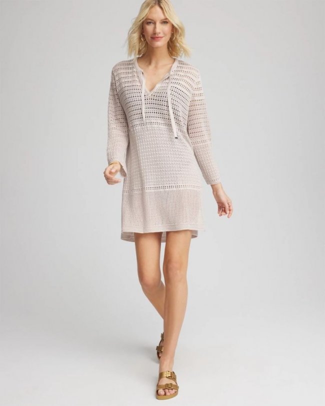 Chicos Chico's Tie-Front Beach Swimsuit Cover-Up - SMOKEY TAUPE