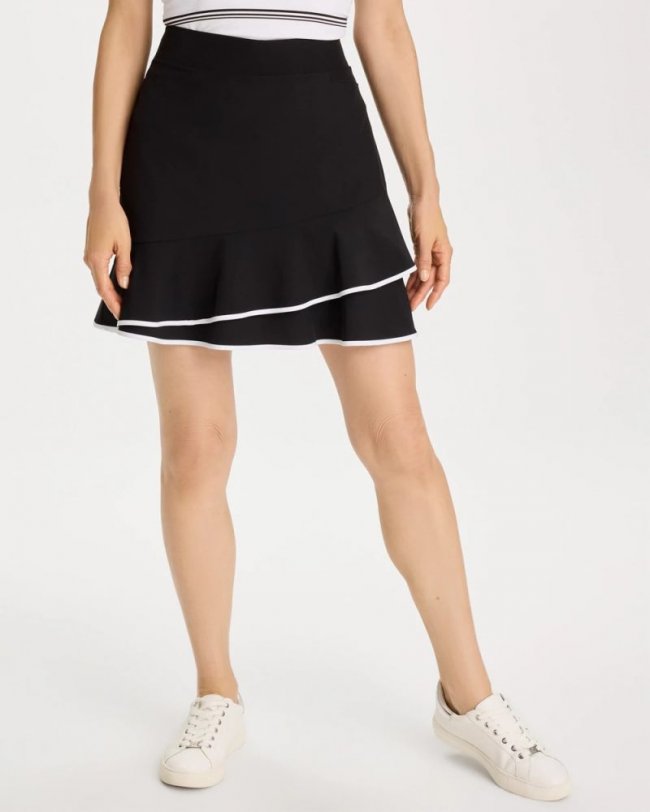Chicos Zenergy® UPF Contrast Tulip Hem Skort - BLACK