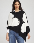 Chicos Love Brush Convertible Sweater Poncho - BLACK
