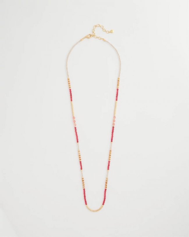 Chicos Coral Genuine Stone Long Necklace - CORAL
