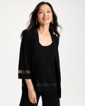 Chicos Travelers™ Sheer Stripe Cardigan - TRAVELERS BLACK