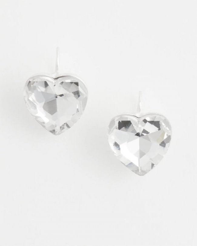 Chicos Crystal Heart Gem Drop Earrings - NEUTRAL