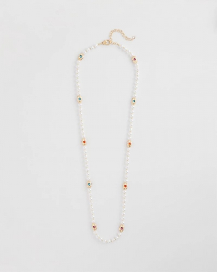 Chicos Goldtone Faux Pearl Single-Strand Necklace - PEARL