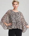 Chicos Travelers™ Animal-Print Bubble-Hem Chiffon Blouse - DEEP TAUPE Chicos Travelers™ Animal-Print Bubble-Hem Chiffon Blouse - DEEP TAUPE