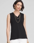 Chicos Sleeveless V-Neck Button Tank - BLACK Chicos Sleeveless V-Neck Button Tank - BLACK