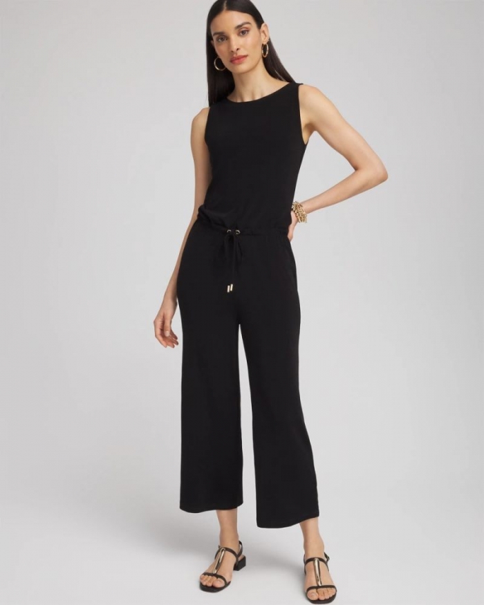Chicos Travelers™ Tie Waist Jumpsuit - TRAVELERS BLACK