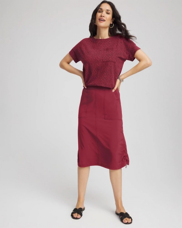 Chicos Zenergy® UPF Bungee-Hem Pull-On Skirt - RUSSET RED