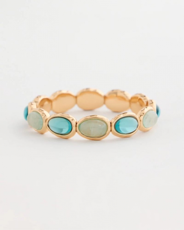 Chicos Quartz Stone Large Stretch Bracelet - LIGHT BLUE
