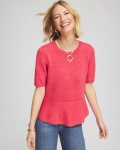 Chicos Pullover Peplum Sweater - FOLKLORIC RED Chicos Pullover Peplum Sweater - FOLKLORIC RED