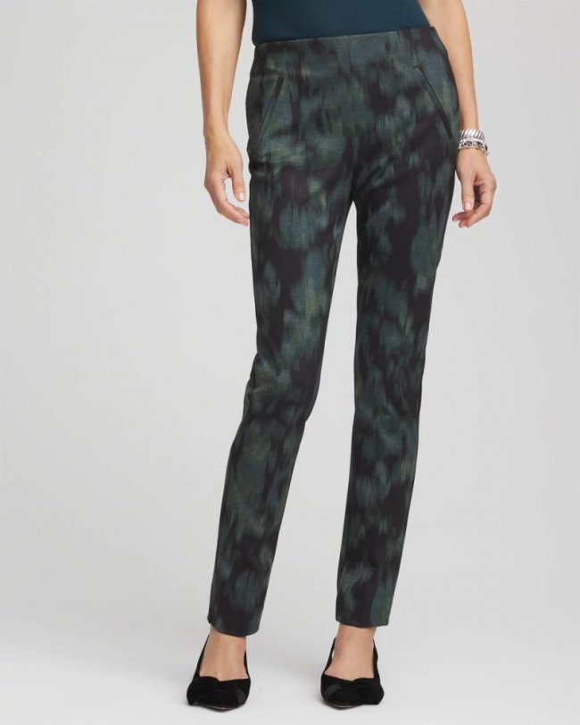 Chicos Brinkly Blur Juliet Slim Ankle Pants - BLACK