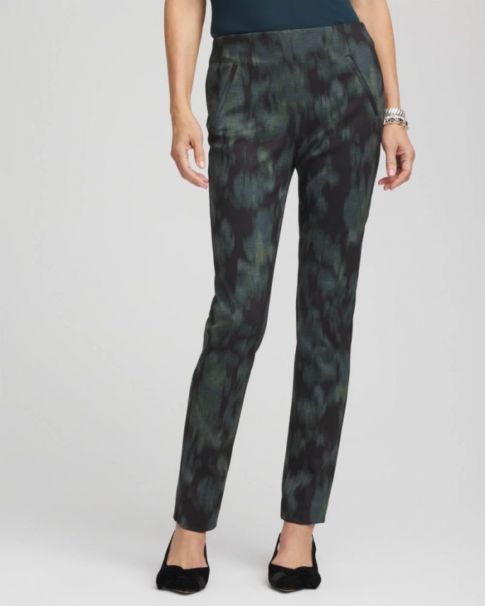 Chicos Brinkly Blur Juliet Slim Ankle Pants - BLACK