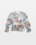 Chicos Rose Print Crinkle Top - ECRU