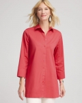 Chicos No Iron Classic Button Down Tunic - FOLKLORIC RED Chicos No Iron Classic Button Down Tunic - FOLKLORIC RED