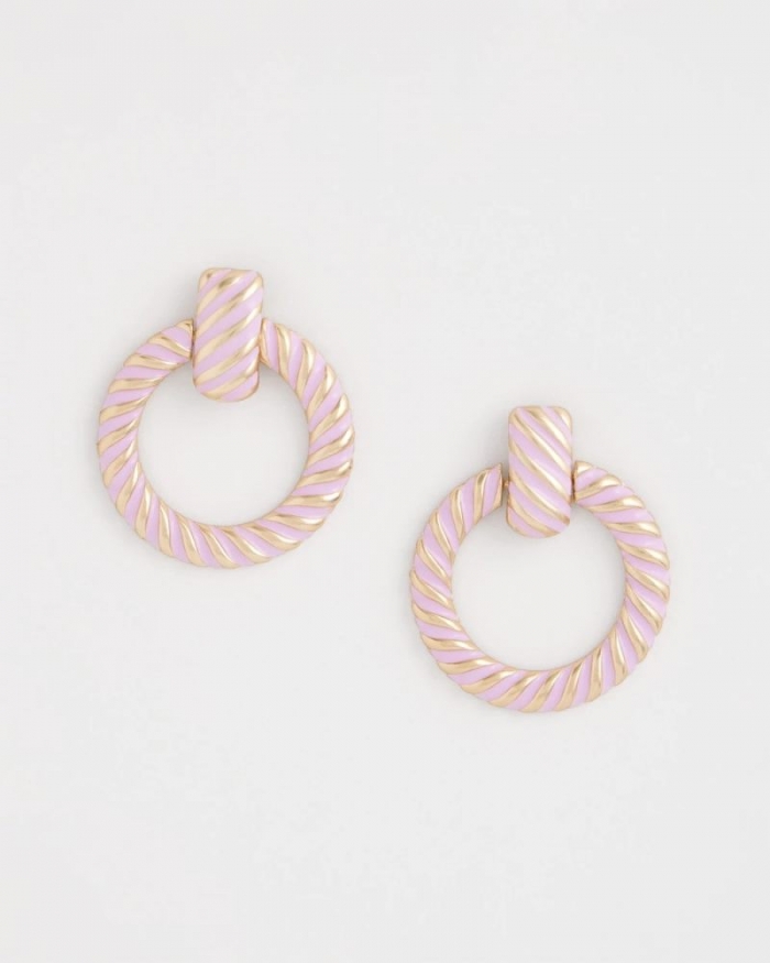 Chicos Pink Twist Drop Hoop Earrings - PINK