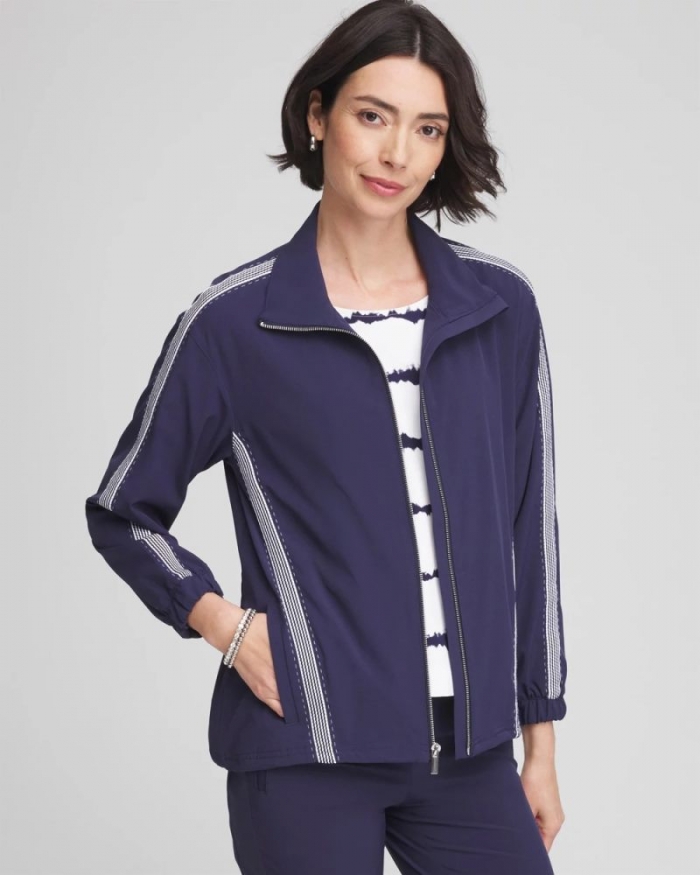 Chicos Zenergy® Zip-Front Striped Neema Jacket - PASSPORT BLUE