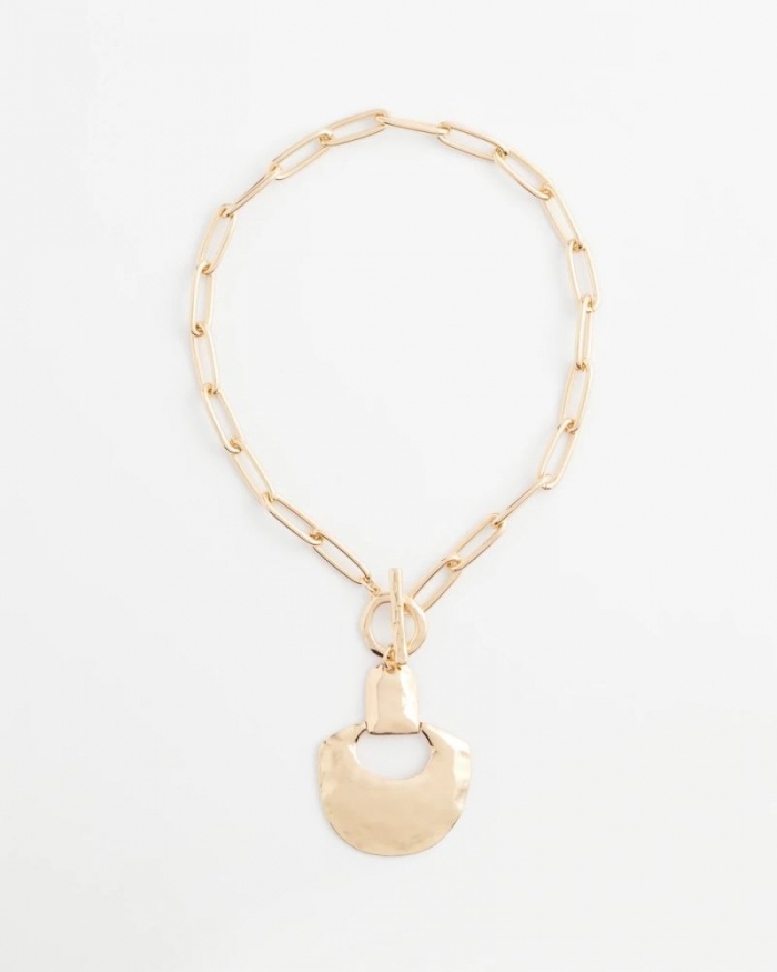 Chicos Goldtone Toggle Pendant Necklace - GOLD