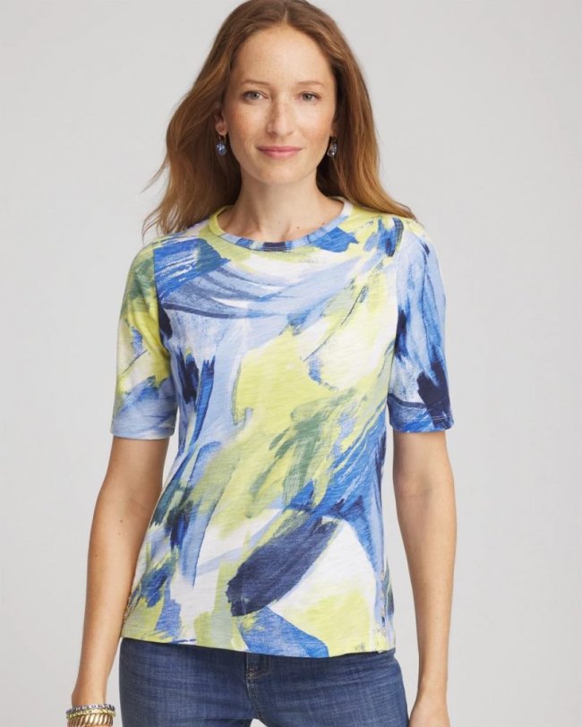 Chicos Slub Short Sleeve Tee - ALABASTER
