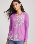 Chicos Foiled Touch of Cool™ Layering Tee - GOOSEBERRY Chicos Foiled Touch of Cool™ Layering Tee - GOOSEBERRY