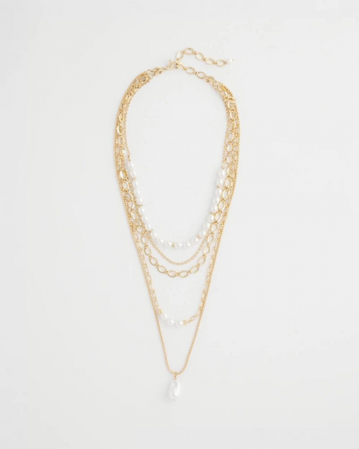 Chicos Convertible Pearl Multistrand Necklace - PEARL