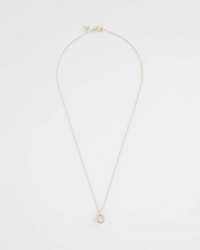 Chicos Bezel Set Pendant Goldtone Necklace - GOLD