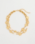 Chicos Pearl Hammered Short Necklace - GOLD Chicos Pearl Hammered Short Necklace - GOLD