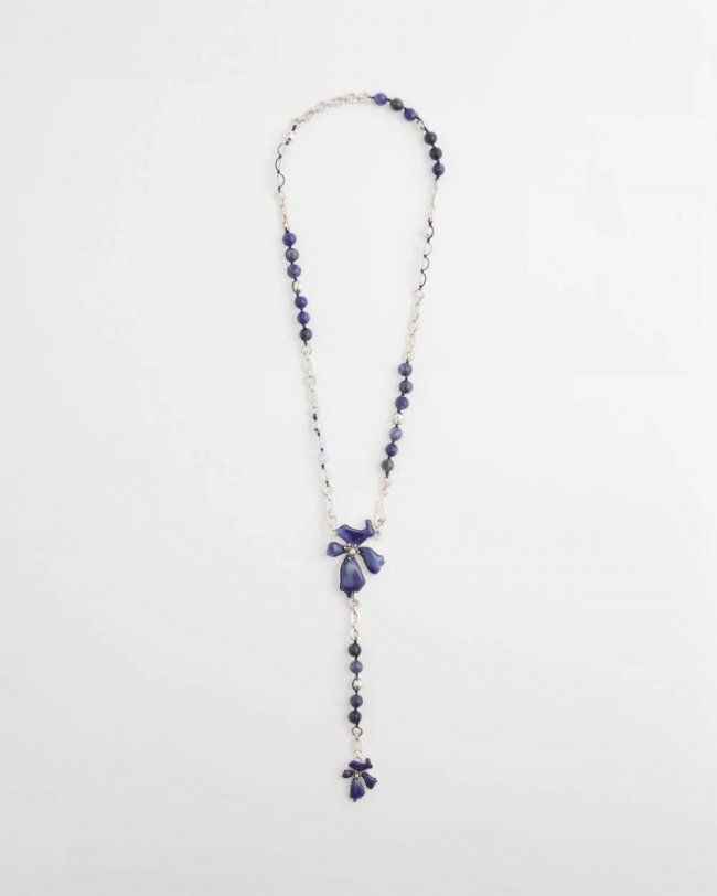Chicos Blue Flower Long Y-Necklace - BLUE