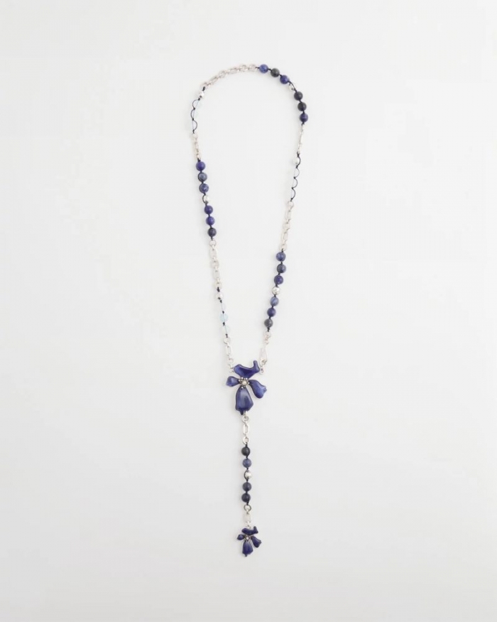Chicos Blue Flower Long Y-Necklace - BLUE