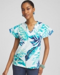 Chicos Notch Neck Cap Sleeve Tee - PARADISO BLUE Chicos Notch Neck Cap Sleeve Tee - PARADISO BLUE