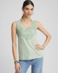 Chicos Linen Lace-Applique Tank - MOROCCAN MINT Chicos Linen Lace-Applique Tank - MOROCCAN MINT
