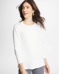 Chicos Ribbed Button Crewneck Tee - ALABASTER Chicos Ribbed Button Crewneck Tee - ALABASTER
