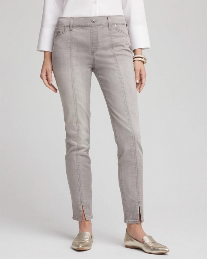 Chicos Silver Pull-On Slim Ankle Jeggings - SILVER BIRCH WASH