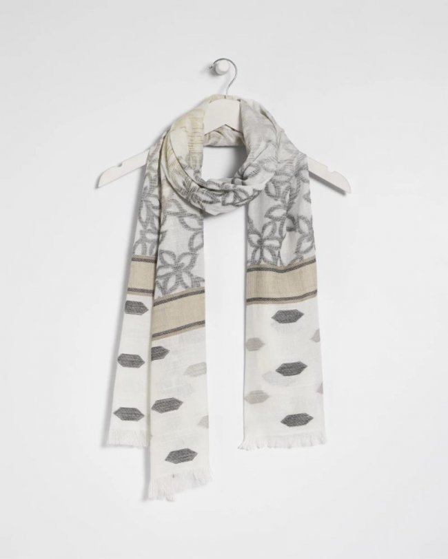 Chicos Neutral Paisley Polka Dot Oblong Scarf - NEUTRAL Chicos Neutral Paisley Polka Dot Oblong Scarf - NEUTRAL