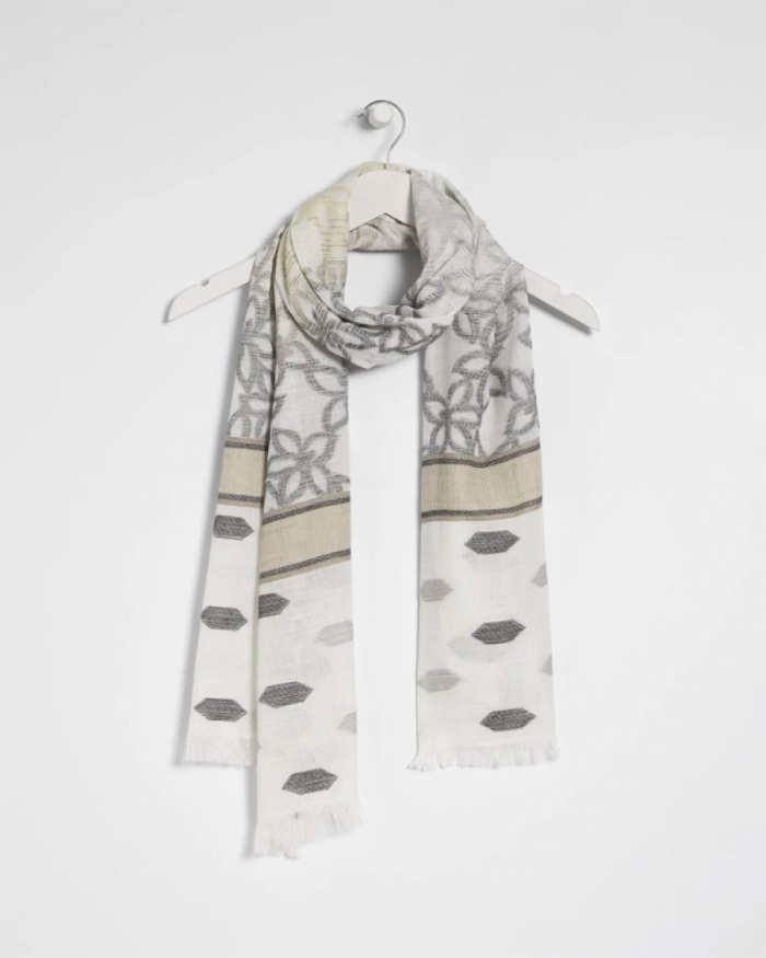 Chicos Neutral Paisley Polka Dot Oblong Scarf - NEUTRAL