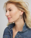 Chicos Silvertone Beaded Hoop Earrings - SILVER Chicos Silvertone Beaded Hoop Earrings - SILVER