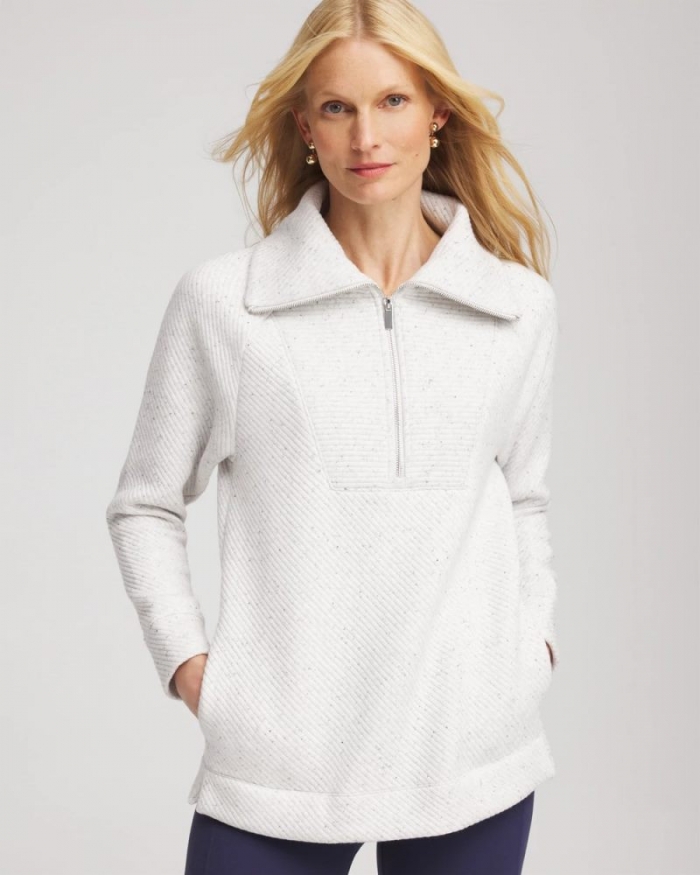 Chicos Zenergy® Textured Rib Tunic - LIGHT HEATHER GRAY