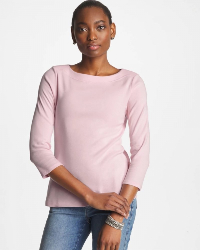Chicos Pima 3/4 Sleeve Tee - SWEET BLOSSOM