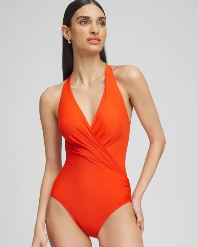 Chicos Miraclesuit® Wrapsody One Piece Swimsuit - ORANGE
