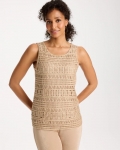 Chicos Travelers™ Metallic Crochet Sweater Tank - GOLD