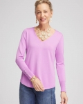 Chicos Long Sleeve V-Neck Pullover Sweater - LAVENDER SKIES Chicos Long Sleeve V-Neck Pullover Sweater - LAVENDER SKIES